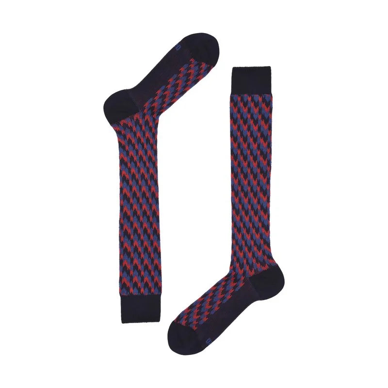 CALZE UOMO LUNGA RED JACQUARD FRECCIE 64122G