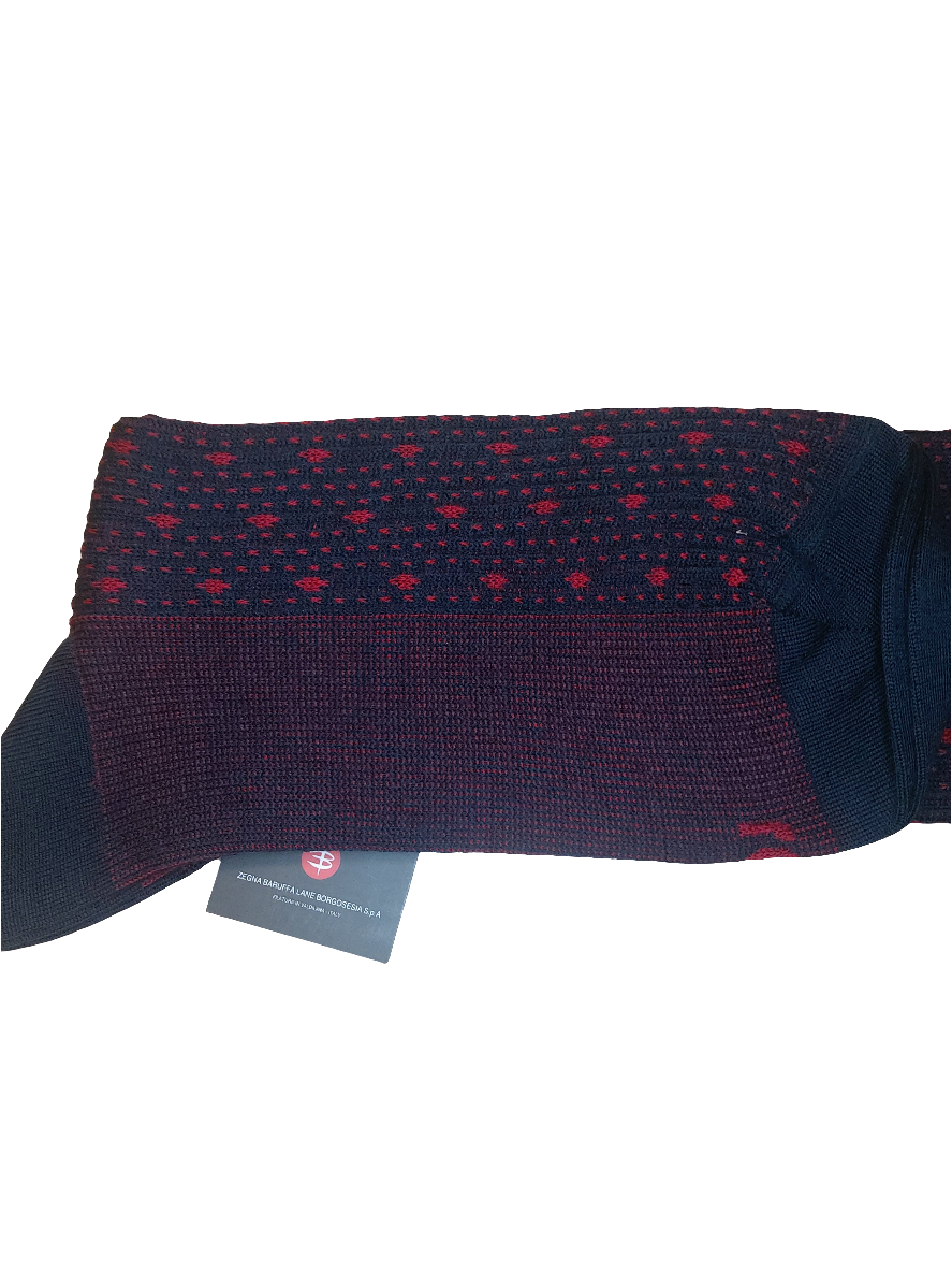 CALZE UOMO LUNGA RED JACQUARD PUNTINATO LANA 63306G
