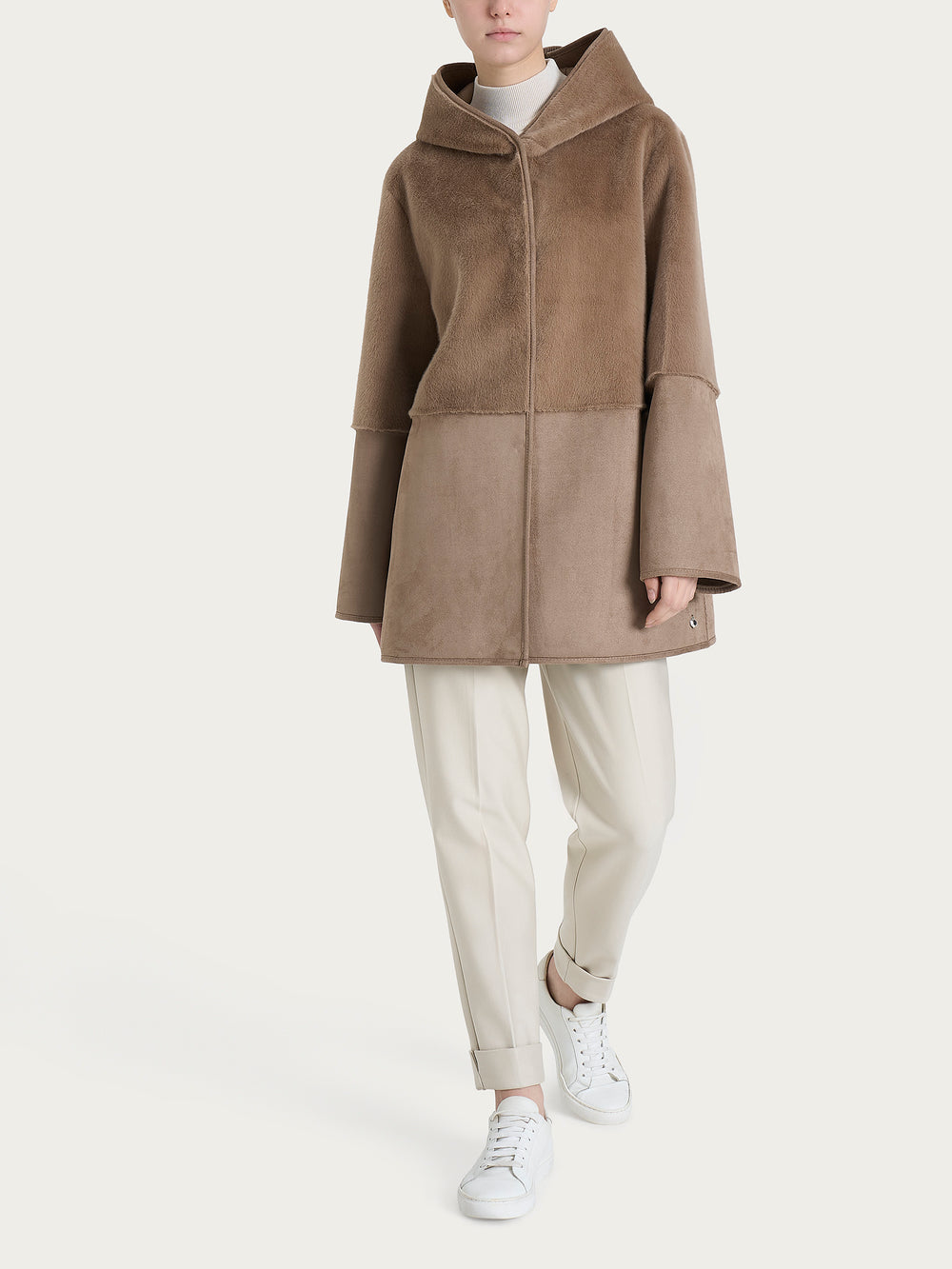 ECOMONTONE PELLICCIA A GIACCONE CON CAPPUCCIO REVERSIBILE DONNA RAGNO DQ48KU