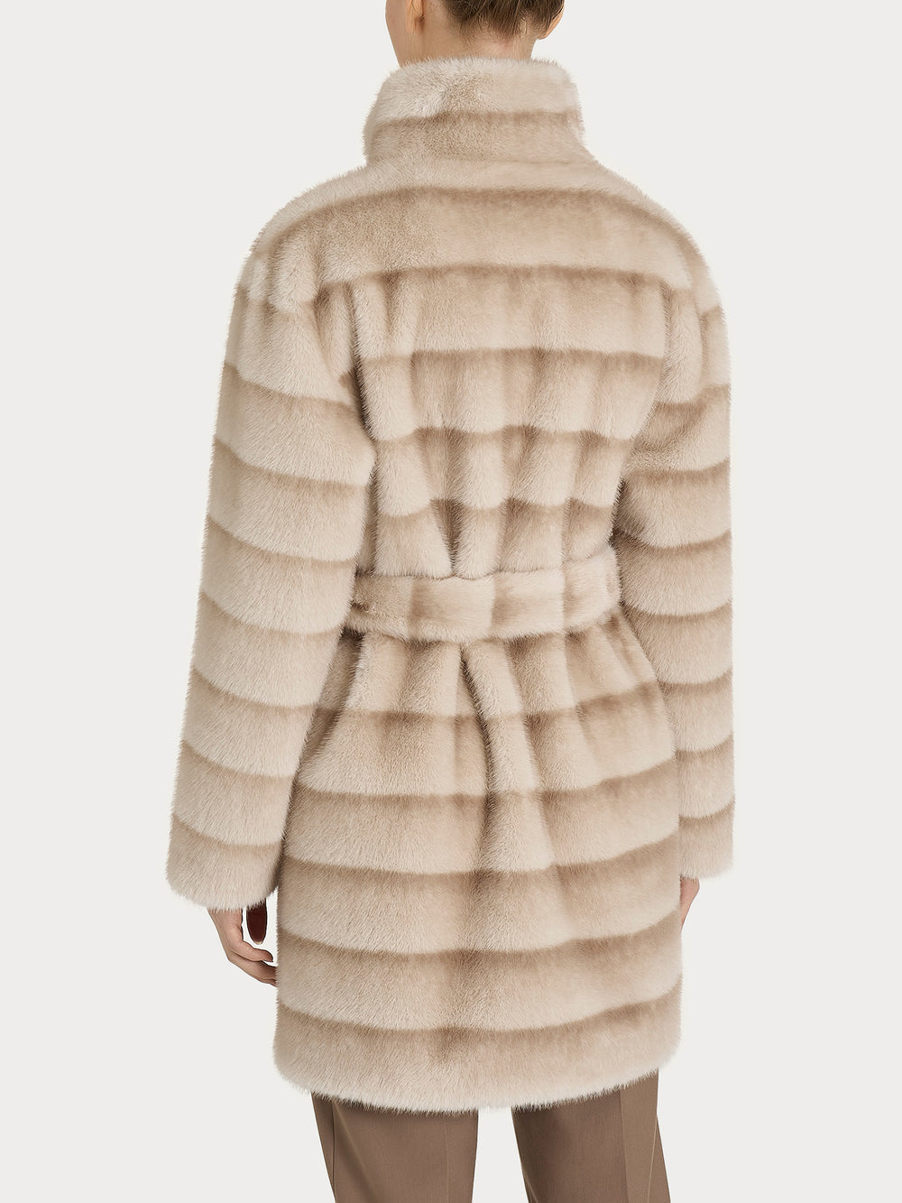 ECOMONTONE PELLICCIA A CAPPOTTO CON CINTURA REVERSIBILE DONNA RAGNO DQ43KW