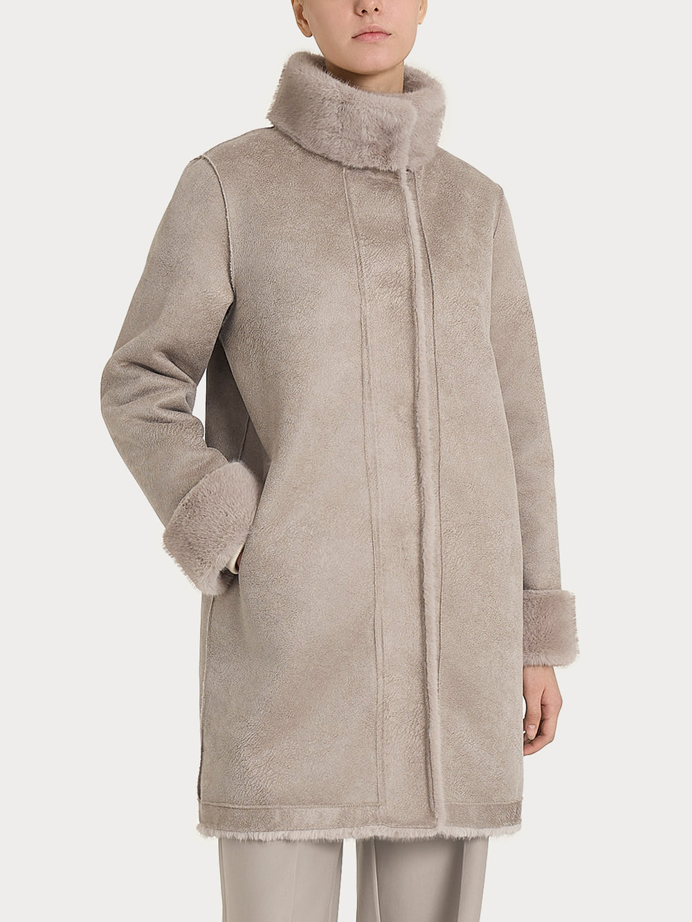 ECOMONTONE PELLICCIA A CAPPOTTO CON BOTTONI REVERSIBILE DONNA RAGNO DQ59KW