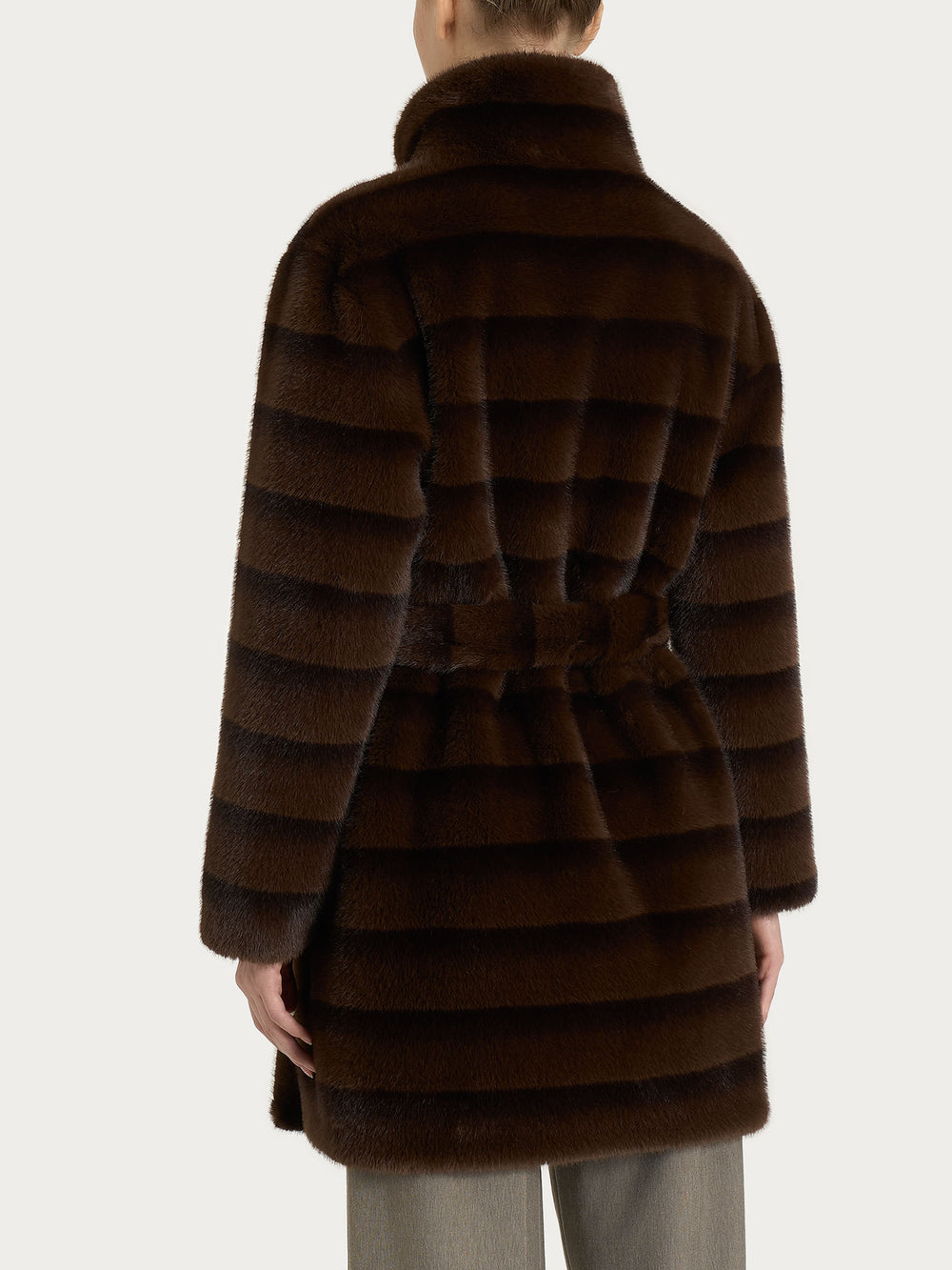 ECOMONTONE PELLICCIA A CAPPOTTO CON CINTURA REVERSIBILE DONNA RAGNO DQ43KW