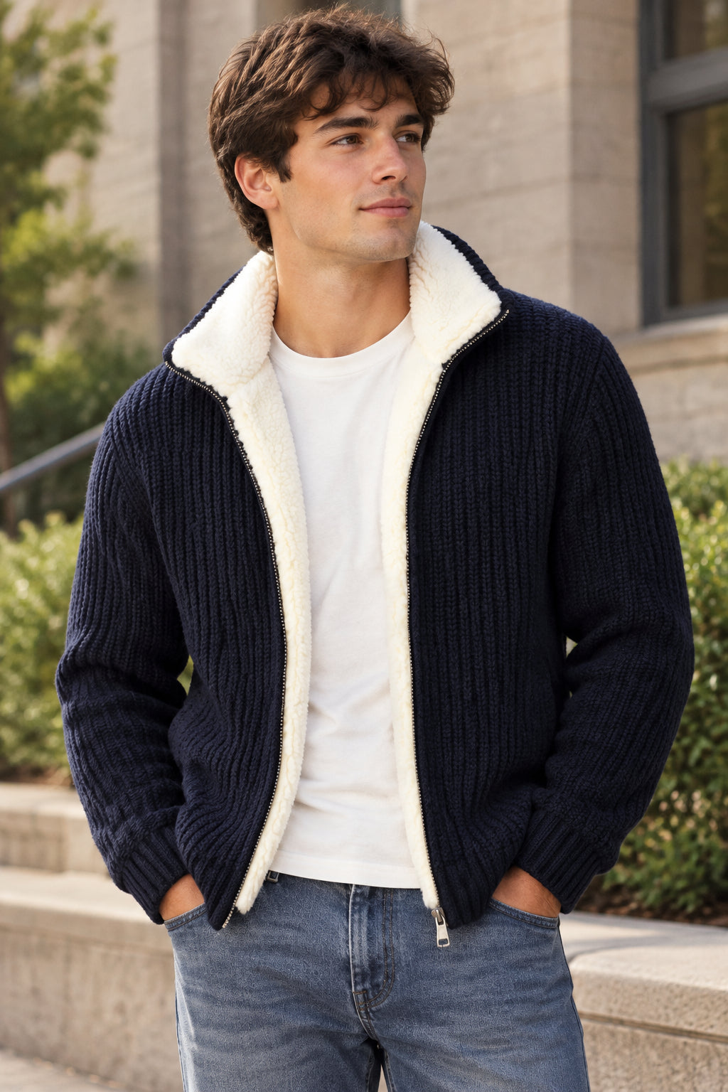 GIACCA PULL LANA ZIP UOMO CON INTERNO ORSETTO AI611