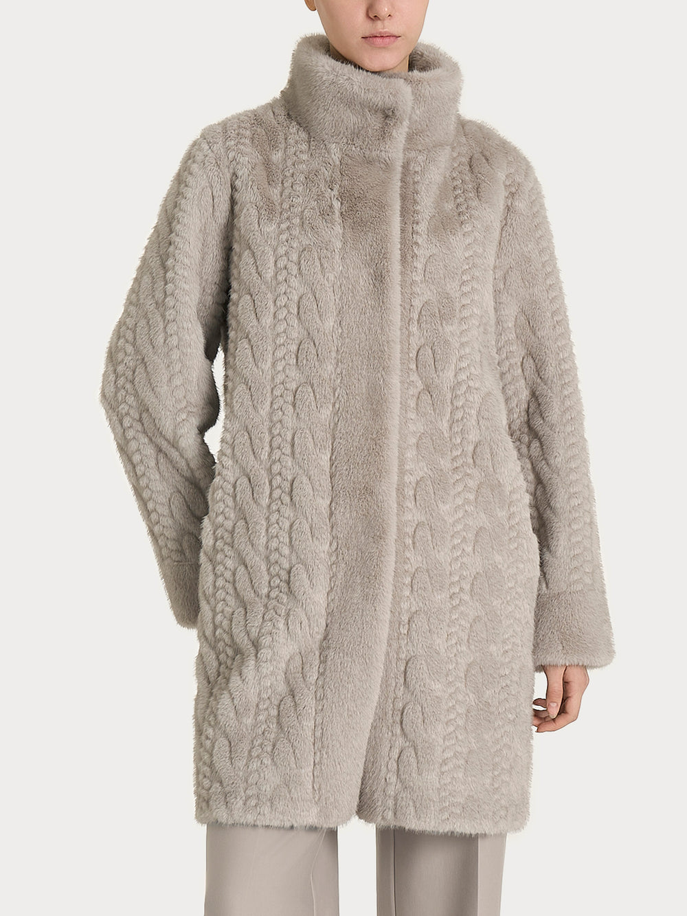 ECOMONTONE PELLICCIA A CAPPOTTO CON BOTTONI REVERSIBILE DONNA RAGNO DQ59KW