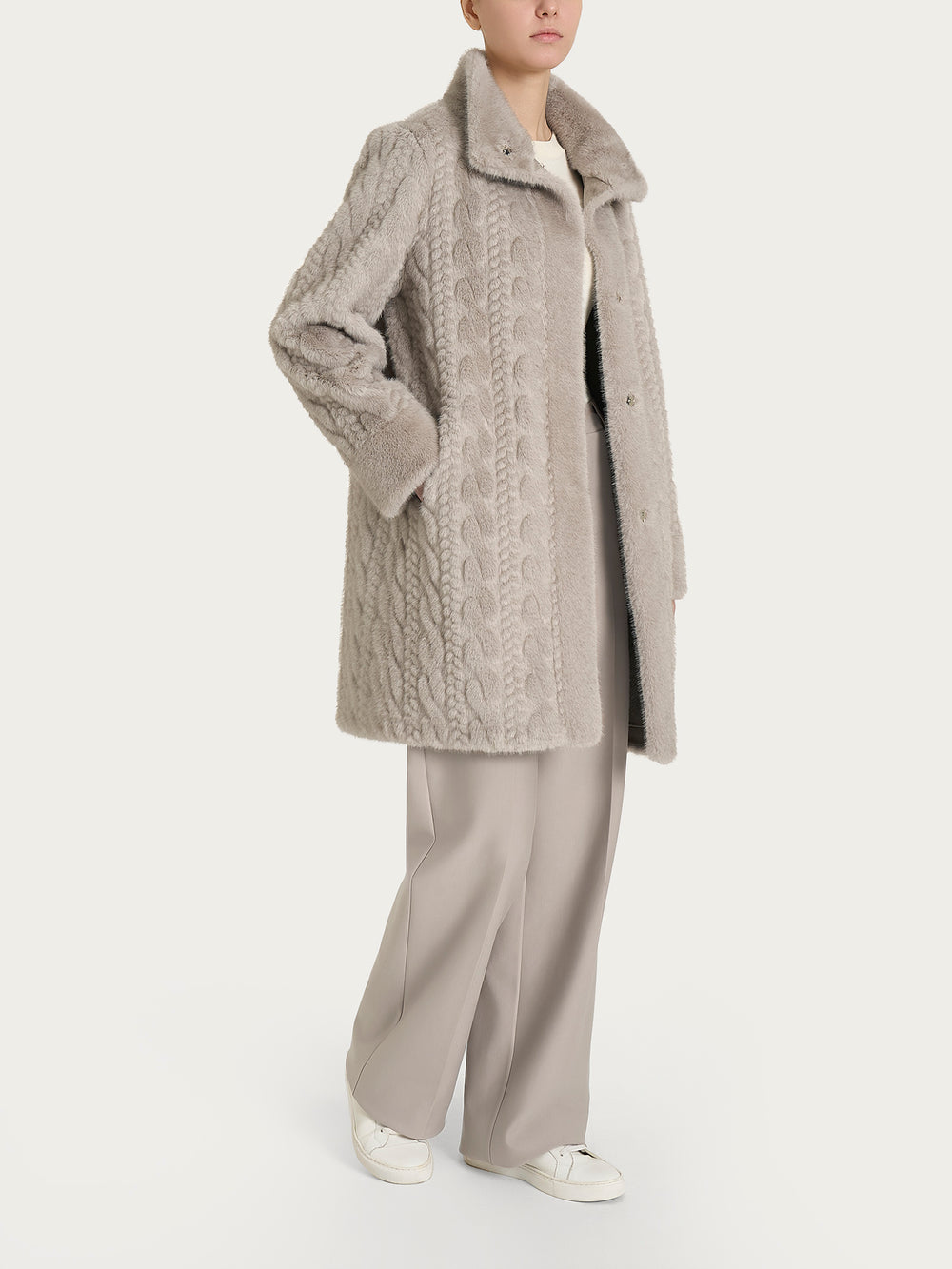 ECOMONTONE PELLICCIA A CAPPOTTO CON BOTTONI REVERSIBILE DONNA RAGNO DQ59KW