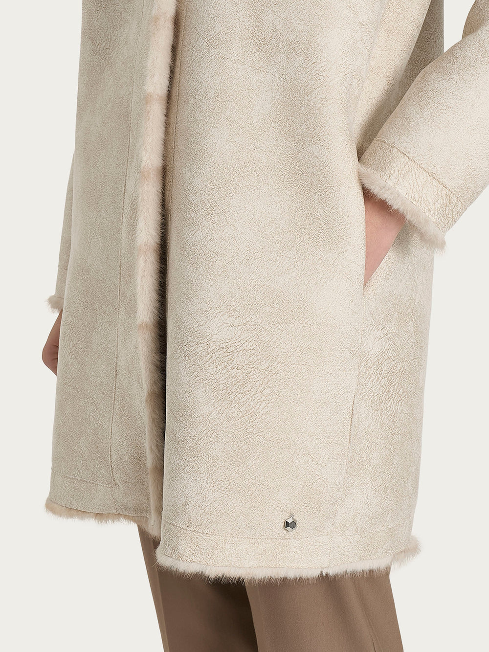 ECOMONTONE PELLICCIA A CAPPOTTO CON CINTURA REVERSIBILE DONNA RAGNO DQ43KW