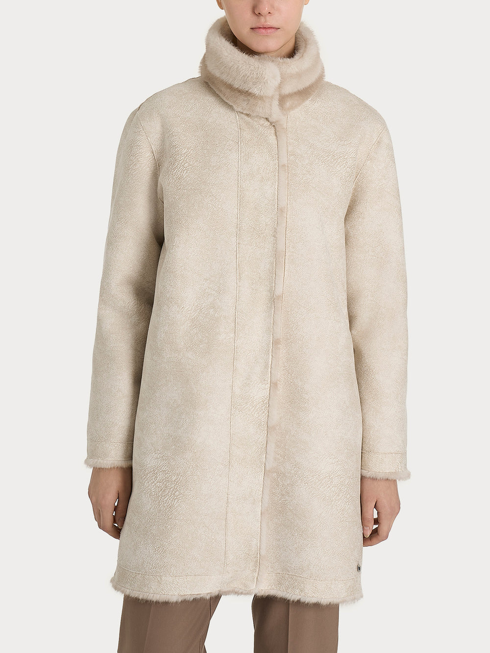 ECOMONTONE PELLICCIA A CAPPOTTO CON CINTURA REVERSIBILE DONNA RAGNO DQ43KW