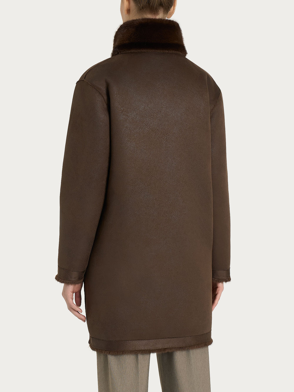 ECOMONTONE PELLICCIA A CAPPOTTO CON CINTURA REVERSIBILE DONNA RAGNO DQ43KW