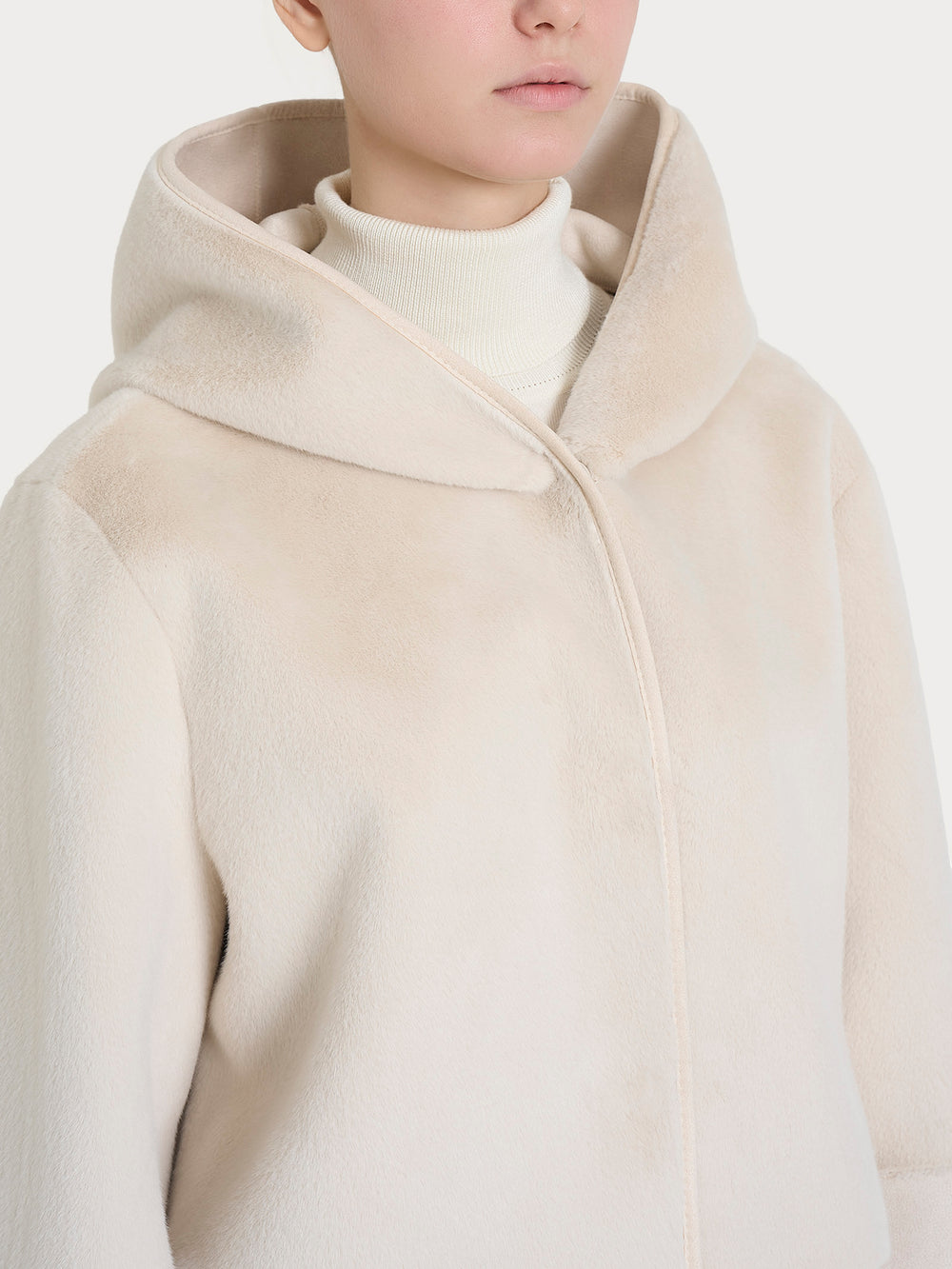 ECOMONTONE PELLICCIA A GIACCONE CON CAPPUCCIO REVERSIBILE DONNA RAGNO DQ48KU