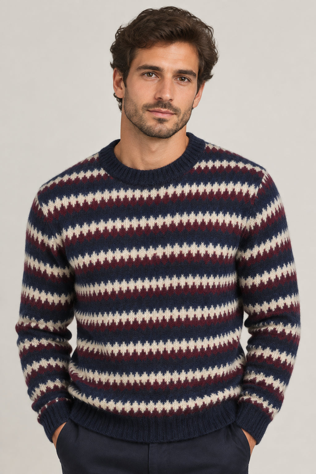 PULLOVER UOMO GIROCOLLO ROMBETTI BABY ALPACA AI704
