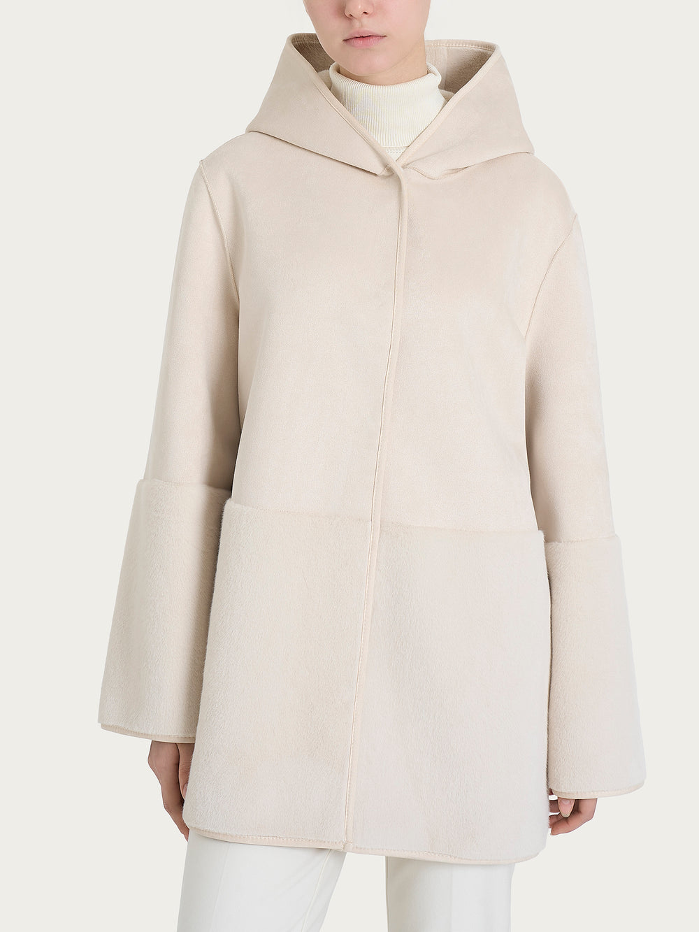 ECOMONTONE PELLICCIA A GIACCONE CON CAPPUCCIO REVERSIBILE DONNA RAGNO DQ48KU