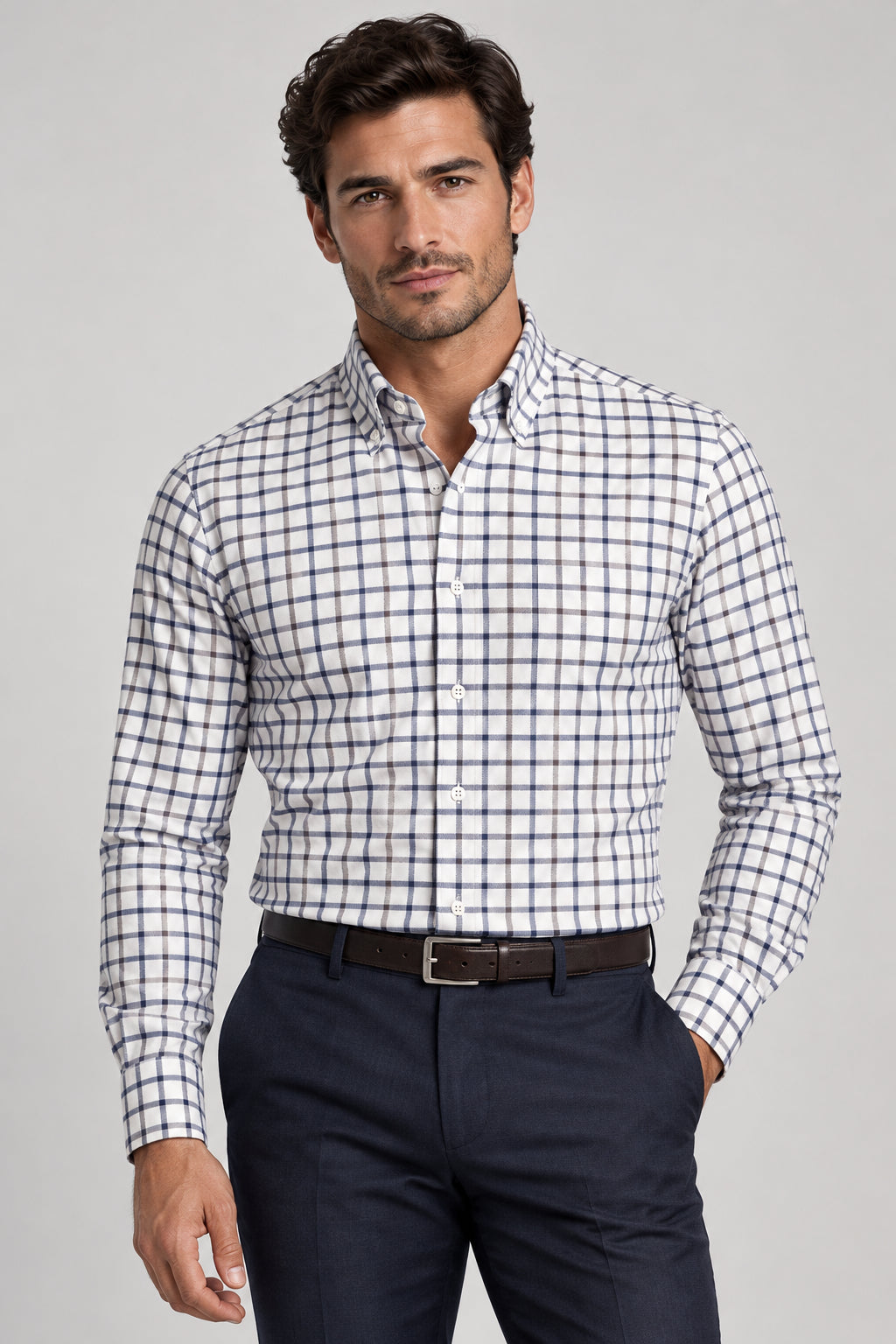 CAMICIA UOMO QUADRO BOTTONDOWN F.INGHIRAMI 6B138 YORK CT