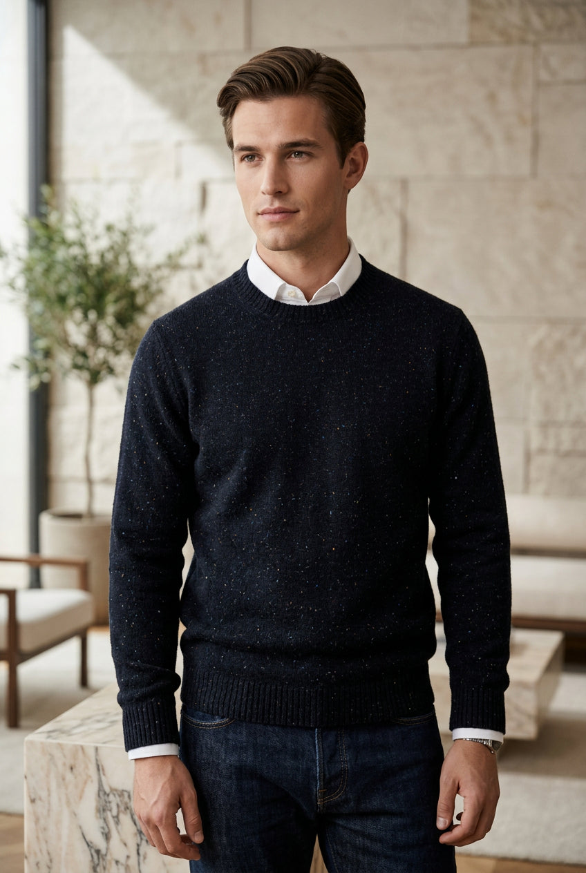 PULLOVER UOMO GIROCOLLO LANA MELANGE GRANSASSO 23131 25204 AI