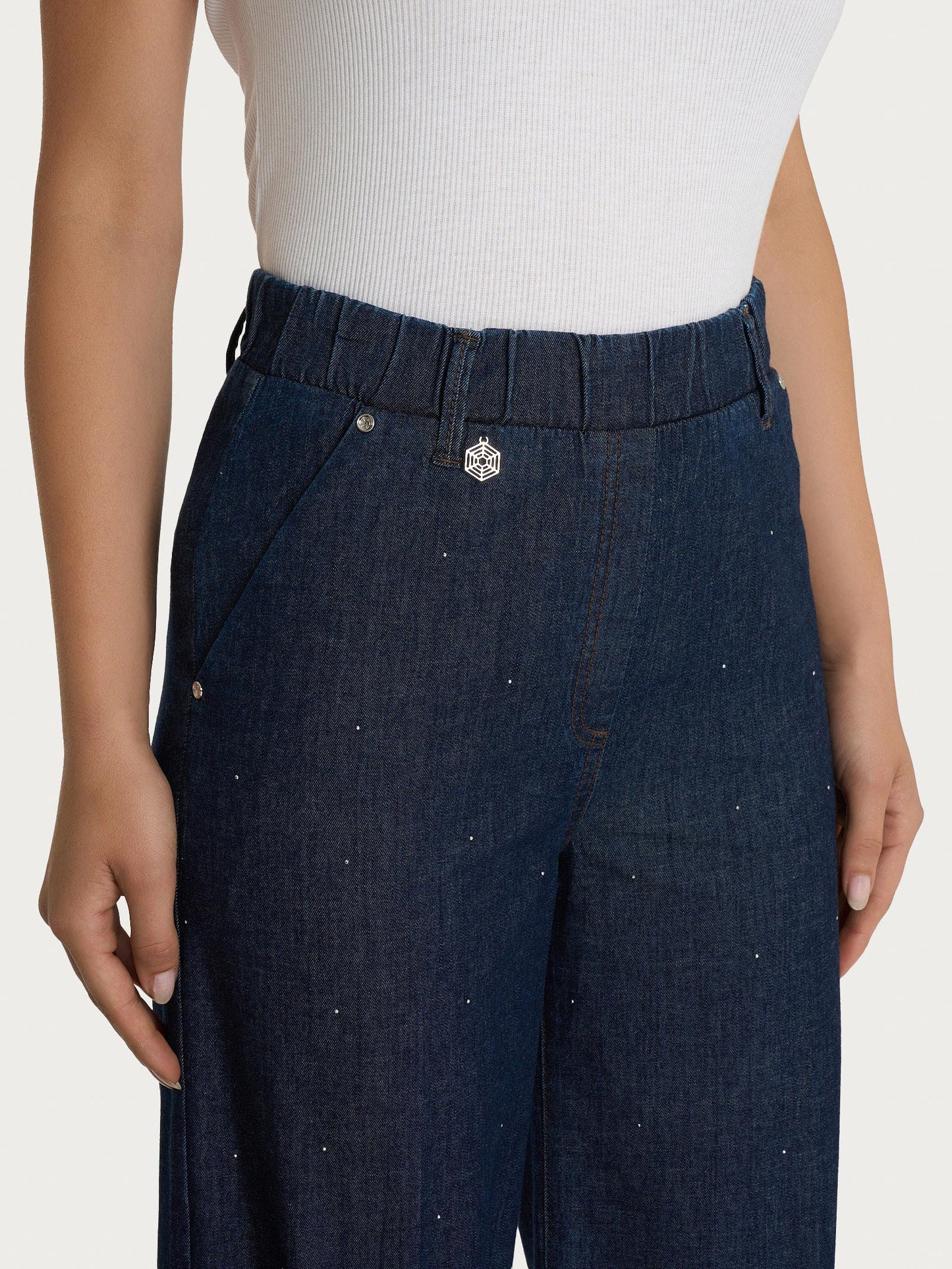 JEANS LEGGERO BRILLANTINI DONNA CROPP PE DP24P4