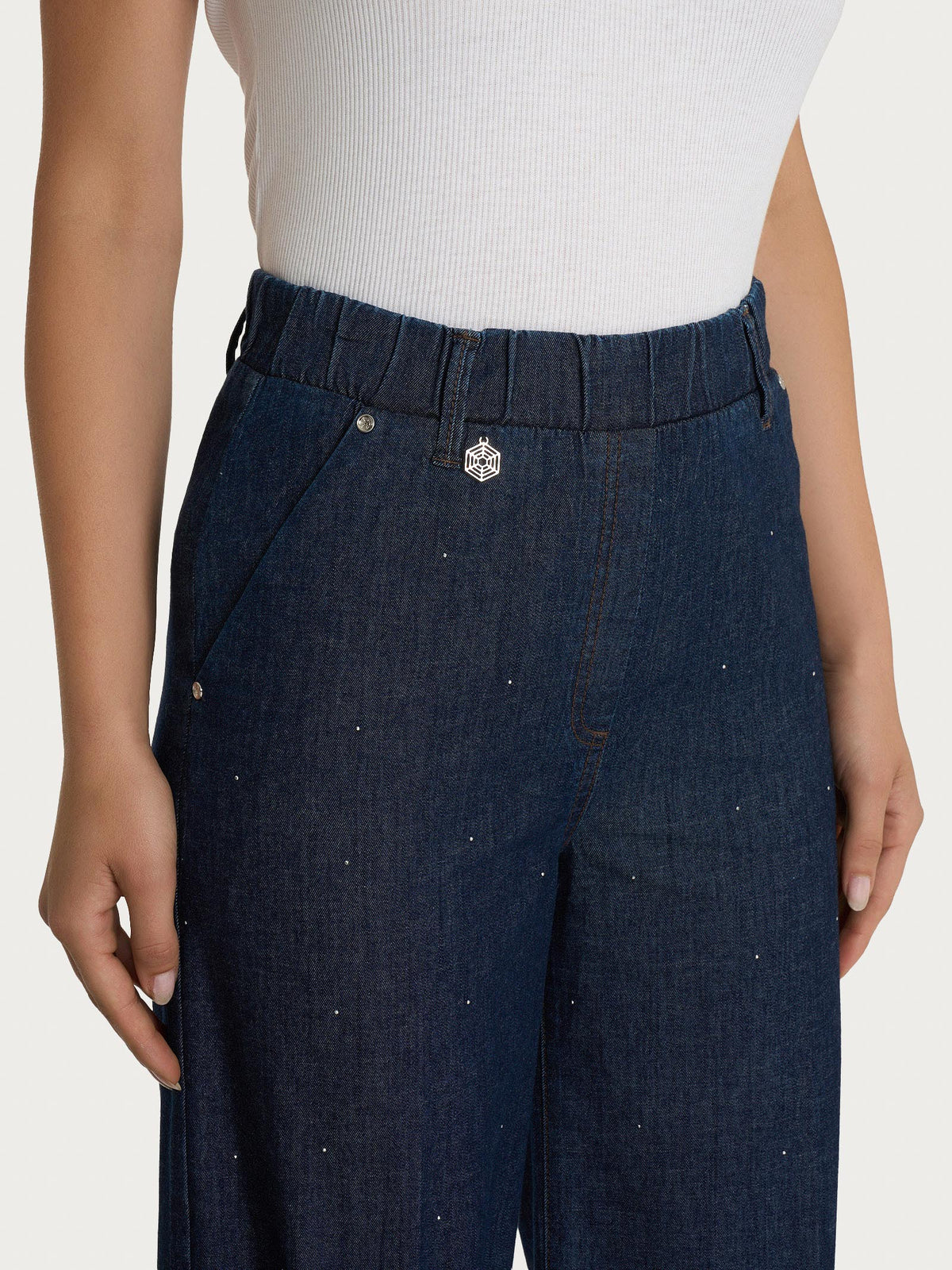 JEANS LEGGERO BRILLANTINI DONNA CROPP PE DP24P4