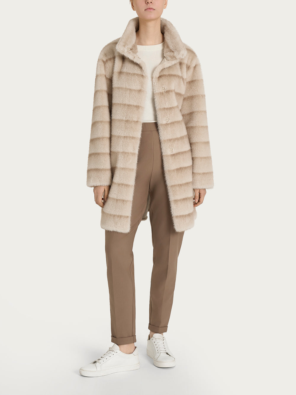 ECOMONTONE PELLICCIA A CAPPOTTO CON CINTURA REVERSIBILE DONNA RAGNO DQ43KW