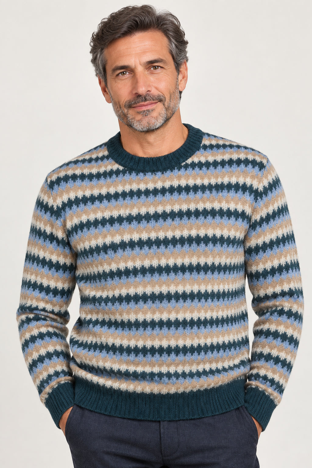 PULLOVER UOMO GIROCOLLO ROMBETTI BABY ALPACA AI704