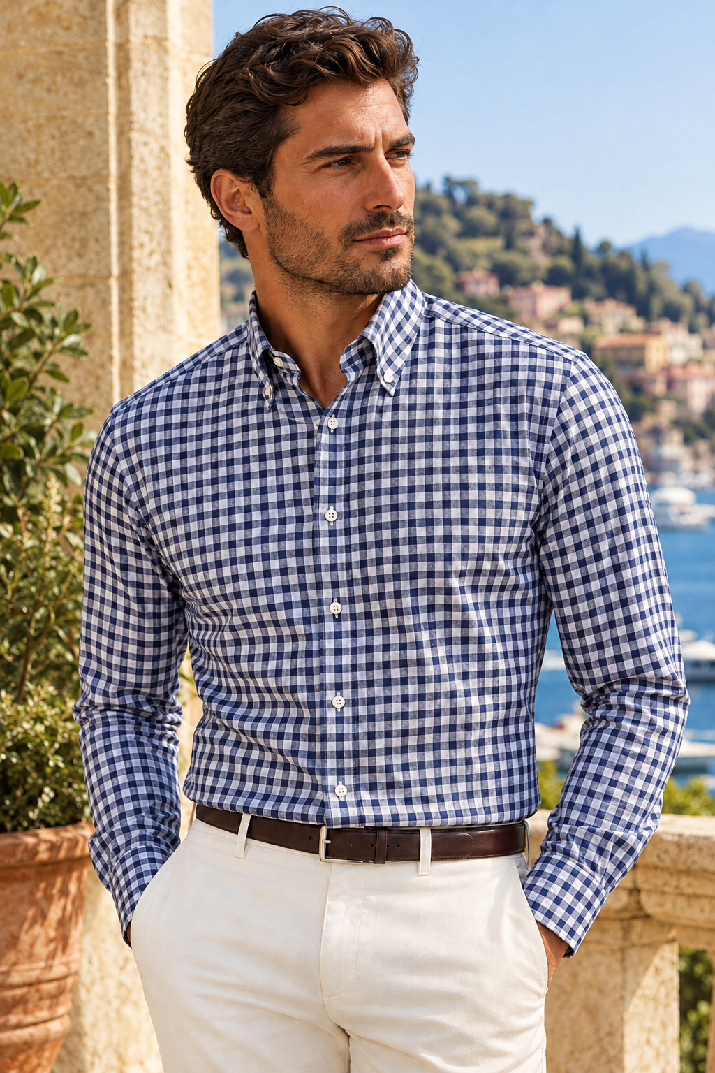 CAMICIA UOMO QUADRETTI BOTTONDOWN F.INGHIRAMI 6B014 YORK CT