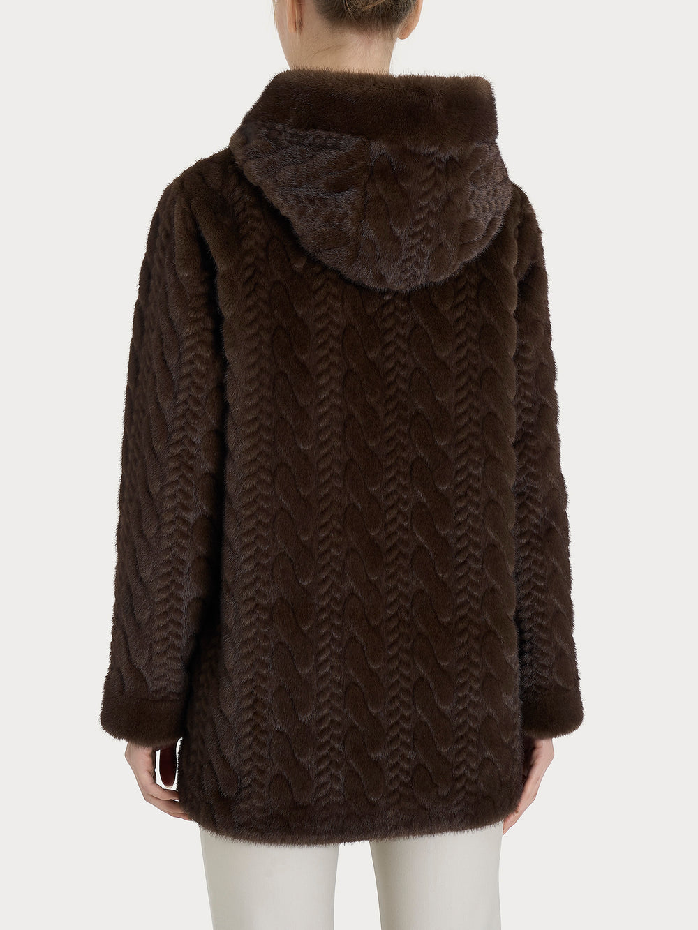 ECOMONTONE PELLICCIA A GIACCONE CON CAPPUCCIO REVERSIBILE DONNA RAGNO DQ59KU