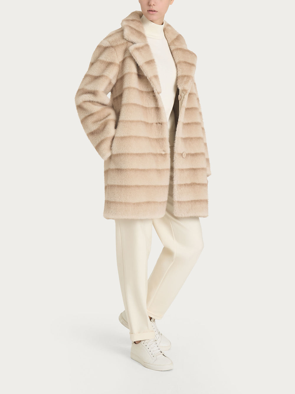 ECOMONTONE PELLICCIA A CAPPOTTO REVER REVERSIBILE DONNA RAGNO DQ43KB